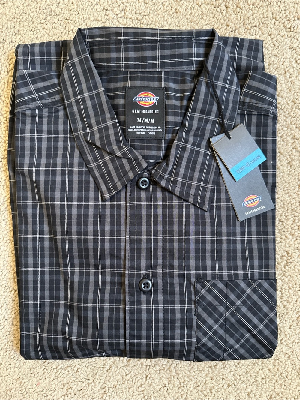 Dickies Skateboard Black & Gray Plaid Long Sleeve Shirt